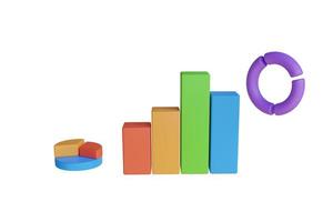 Coins and bars graph concept showing finance, investment, business, stock rise and fall. 3D rendering photo