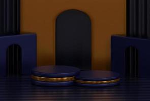 3d rendering of dark and colorful podium minimalist for product presentation photo