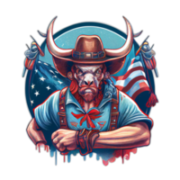 Amerikaans patriot stier koe, buffel, kunstwerk, illustratie, vector, grafisch. Amerika patriottisme kunst t-shirt ontwerp, t-shirt, ai generatief png