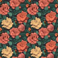 Roses Seamless Pattern Wallpaper. illustration photo