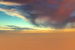 Real amazing panoramic sunrise or sunset sky with gentle colorful clouds. Long panorama, crop it photo