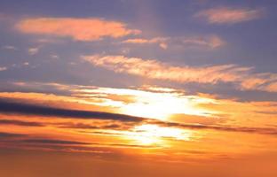 Real amazing panoramic sunrise or sunset sky with gentle colorful clouds. Long panorama, crop it photo