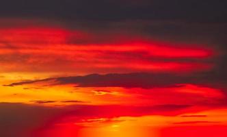 Real amazing panoramic sunrise or sunset sky with gentle colorful clouds. Long panorama, crop it photo