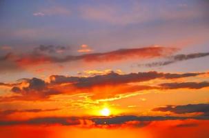 Real amazing panoramic sunrise or sunset sky with gentle colorful clouds. Long panorama, crop it photo