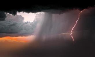 Lightning thunderstorm flash over the night sky. Concept on topic weather, cataclysms photo