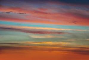 Real amazing panoramic sunrise or sunset sky with gentle colorful clouds. Long panorama, crop it photo