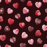 Seamless pattern with chocolates in the form of hearts. Romance, valentine s day. Great for wrapping paper, textiles, wallpapers vector