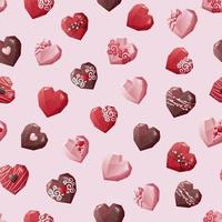 Seamless pattern with chocolates in the form of hearts. Romance, valentine s day. Great for wrapping paper, textiles, wallpapers vector