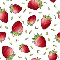 Seamless pattern with ripe strawberries . Great for fabric, wallpaper, paper. Summer juicy texture. Vector illustration.