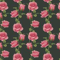 Seamless pattern with pink roses. Botanical texture with beautiful flowers. Romance, valentine s day. Great for wrapping paper, textiles, wallpapers. vector