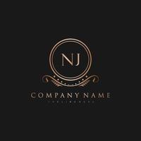 NJ Letter Initial with Royal Luxury Logo Template vector