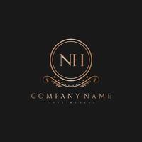 NH Letter Initial with Royal Luxury Logo Template vector