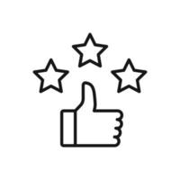 Editable Icon of Thumbs up Star Rating, Vector illustration isolated on white background. using for Presentation, website or mobile app