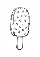 Hand drawn doodle of ice cream choc-ice with nuts vector