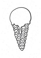 Hand drawn doodle of ball of Ice cream in the waffle cone vector