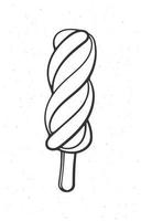 Hand drawn doodle of spiral Popsicle ice lolly vector