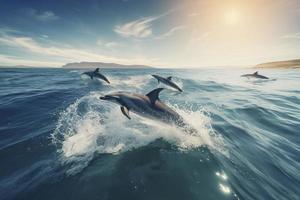 Dolphins. Generative AI. photo