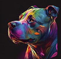 Pit bull in neon colors. . photo