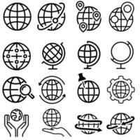 Set of world map vector icon. Navigation illustration sign collection. Globe symbol.