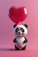 Panda is holding a balloon. . photo