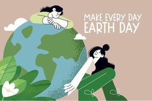 Earth day illustration. Ecology, environmental problems and environmental protection. Vector illustration concept for graphic and web design, business presentation, marketing and print material.