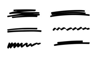 Set of hand drawn underline strokes isolated on white background. Vector marker brush. Grunge brushes.