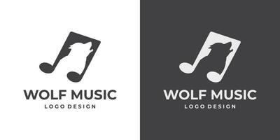 lobo música logo. vector ilustración.