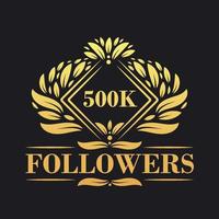 500k seguidores celebracion diseño. lujoso 500k seguidores logo para social medios de comunicación seguidores vector