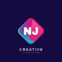 NJ initial logo With Colorful template vector. vector