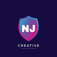 NJ initial logo With Colorful template vector. vector