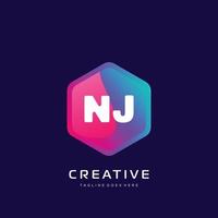 NJ initial logo With Colorful template vector. vector