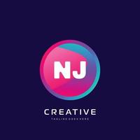 NJ initial logo With Colorful template vector. vector