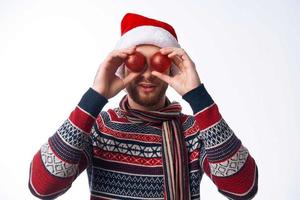 man wearing santa hat christmas holiday fun photo