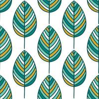 Leaves with ornament seamless pattern vector