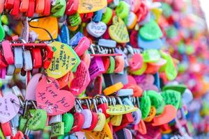 SEOUL, SOUTH KOREA - NOV 15, 2017-Love padlocks at N Seoul Tower or Locks of love is a custom in some cultures which symbolize their love will be locked forever at Seoul Tower. photo