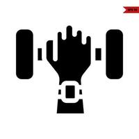 hand with barbell glyph icon vector