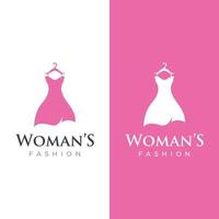 Women fashion logo template with clothes hanger, luxury clothes.Logo for business,boutique,fashion shop,model,shopping and beauty. vector