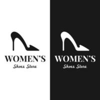 Hand drawn elegant and luxury high heel creative women's shoes creative logo design. Template for business, women's shoe shop, fashion, beauty. vector