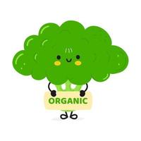 Cute funny broccoli poster organic character. Vector hand drawn cartoon kawaii character illustration. Isolated white background. Broccoli poster