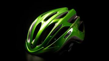 Green bicycle helmet. Illustration photo