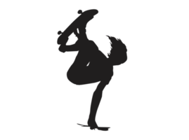 Silhouette of a Skateboarder Player, Skateboard png