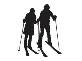 silhouet van ski speler stel, skiën, sneeuw ski png