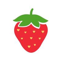 red strawberry fruit and green leaves Sweet fruit gives a refreshing summer treat. vector