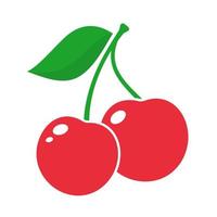 shiny heart shaped red berry fruit with green leaves vector