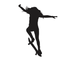 silhueta do uma skatista jogador, skate png