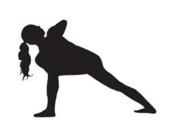 silhouet van vrouw aan het doen yoga houding png