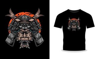 hacer un declaración con cabeza samurai ilustración en tu camiseta vector