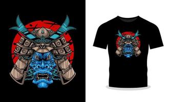 hacer un declaración con cabeza samurai ilustración en tu camiseta vector