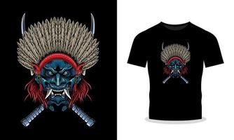 Head samurai illustration t-shirt illustration vector