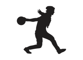 Silhouette of a Bowling Ball Player png